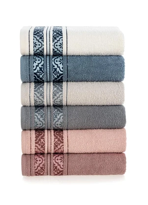 Karsten - Toalha de Banho Braga Ivory/Azul - KARSTEN