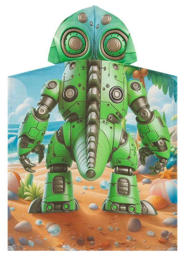 Marlan - Toalha de Banho Infantil Menino Dino Robot Verde 3