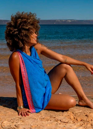 Rovitex - Toalha de Praia Jaquard Fio Penteado Azul - ROVITEX