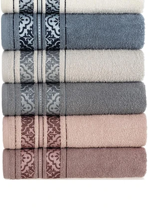 Karsten - Toalha de Rosto Braga Ivory/Azul - KARSTEN