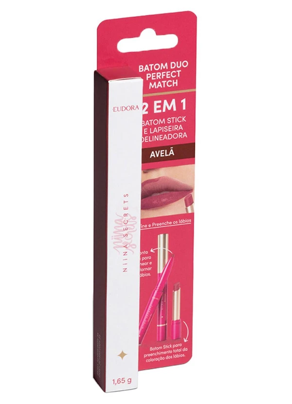 Niina Secrets - Batom Duo Perfect Match Avelã 1,65g