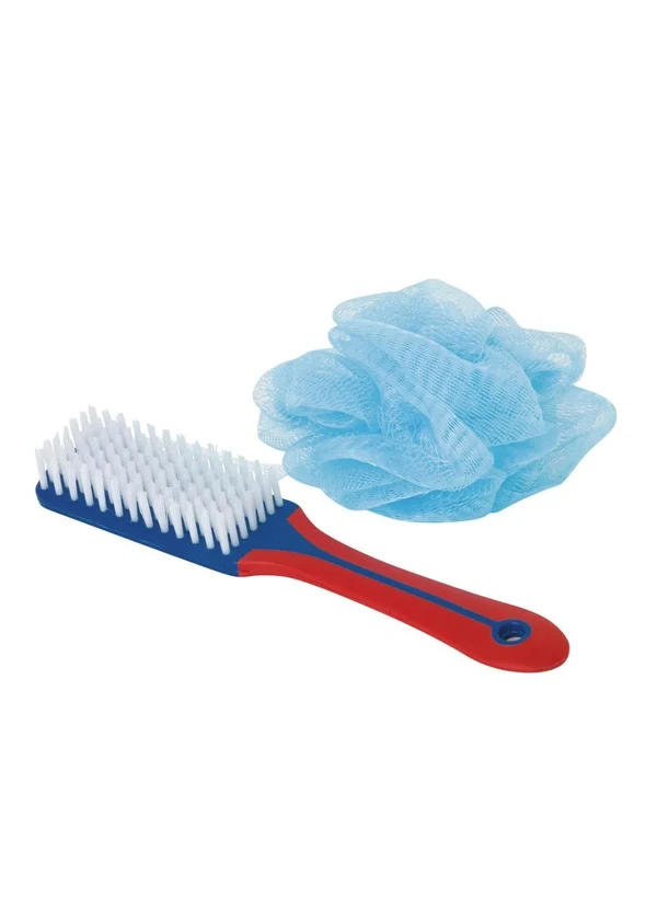 Lar e Lazer - Kit Escova e Esponja para Banho Sortido 2 Peças