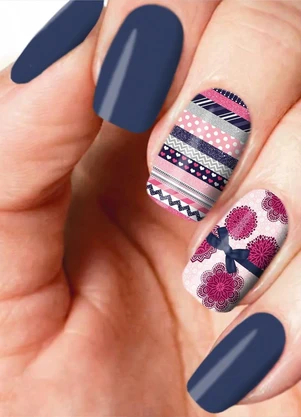 Lar e Lazer - Adesivo para Unha Azul 12 Peças - LAR E LAZER