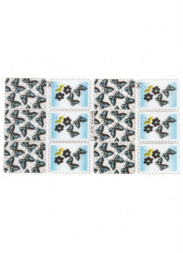 Lar e Lazer - Adesivo para Unhas Borboletas Azul 12 Peças 2