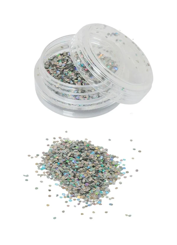 Lar e Lazer - Kit Glitters para Unhas Prata 2 Peças 3