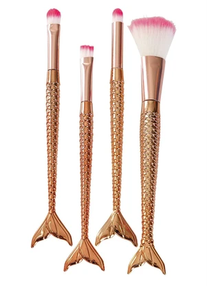 Lar e Lazer - Kit Pincéis Maquiagem Sereia 4 Peças - LAR E LAZER