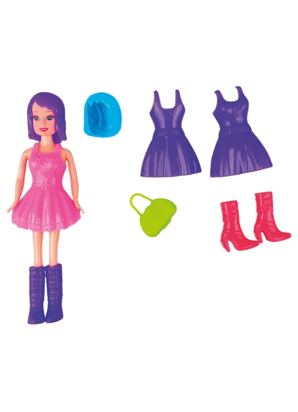 Lar e Lazer - Boneca com Acessórios Roxo 6 Peças