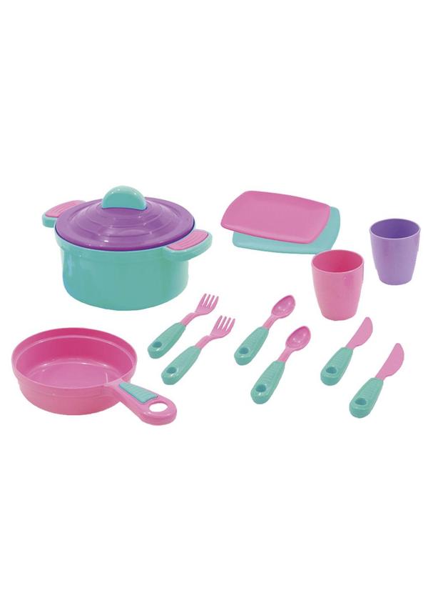 Kit Brinquedo Panelas e Talheres Colorido