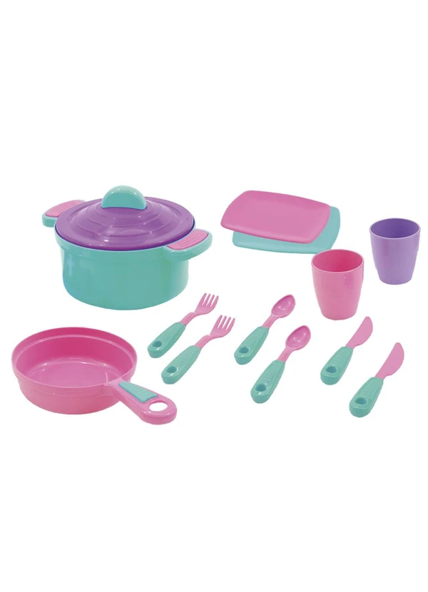 Lar e Lazer - Kit Brinquedo Panelas e Talheres Colorido