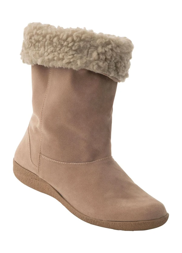 Perfecta Bota Bege com Pelo Sintético