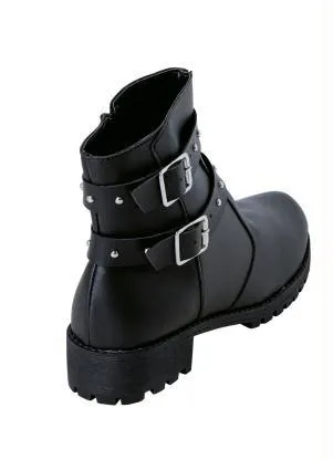 Perfecta - Bota Cano Médio Preta com Fivela Dupla - PERFECTA