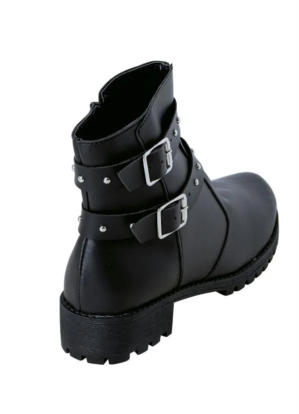 Perfecta - Bota Cano Médio Preta com Fivela Dupla 2