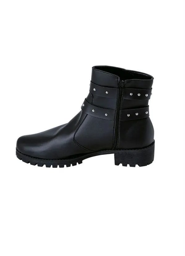 Perfecta - Bota Cano Médio Preta com Fivela Dupla 3