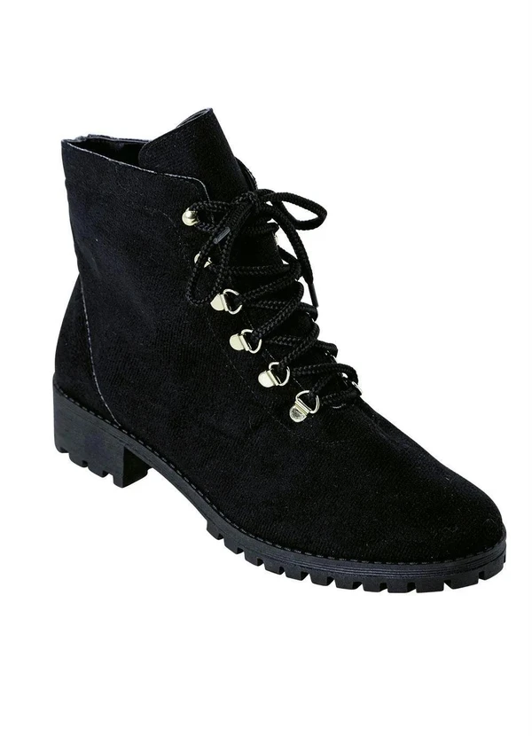 Perfecta - Bota Cano Médio Preta em Camurça