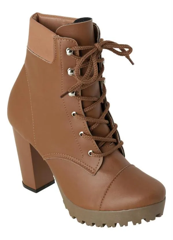 Perfecta - Bota Caramelo Cano Médio em Sintético