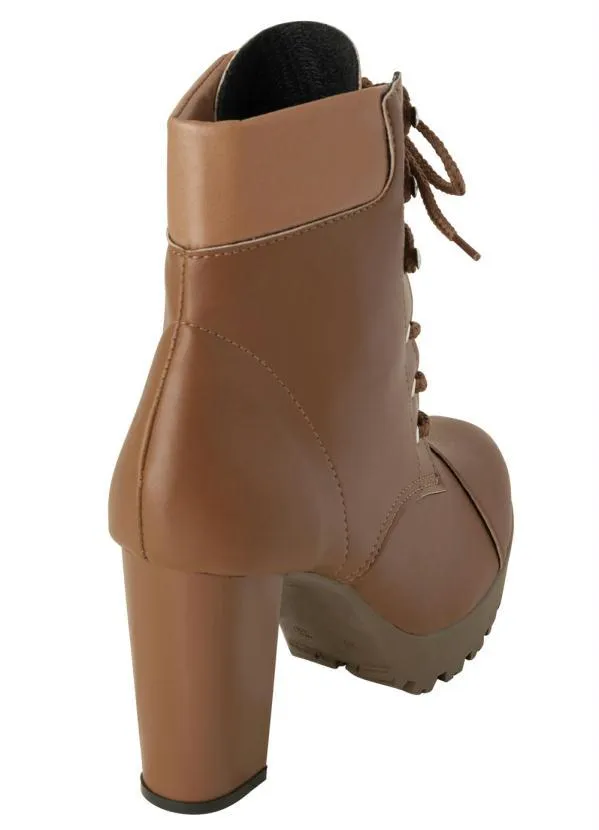 Perfecta - Bota Caramelo Cano Médio em Sintético 2