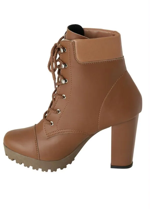 Perfecta - Bota Caramelo Cano Médio em Sintético 3