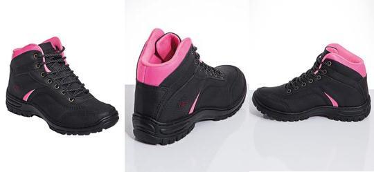 Bota Feminina Adventure Preta com Detalhe Pink