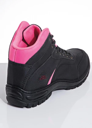 Perfecta - Bota Feminina Adventure Preta com Detalhe Pink - PERFECTA