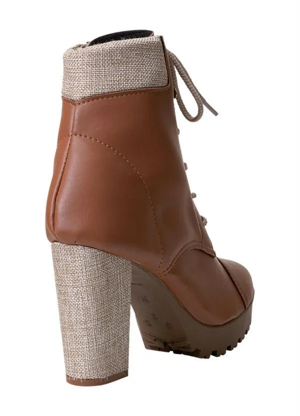 Perfecta - Bota Feminina Caramelo com Detalhes em Tecido 4
