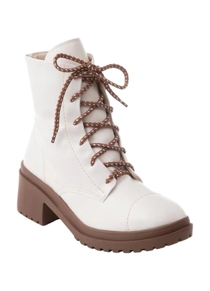 Perfecta - Bota Off White Cano Médio - PERFECTA