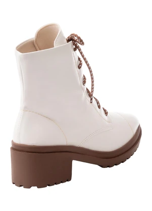 Perfecta - Bota Off White Cano Médio - PERFECTA