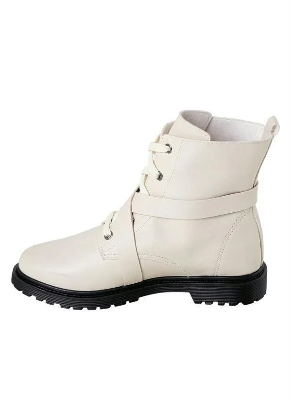 Perfecta - Bota Off White em Sintético 3