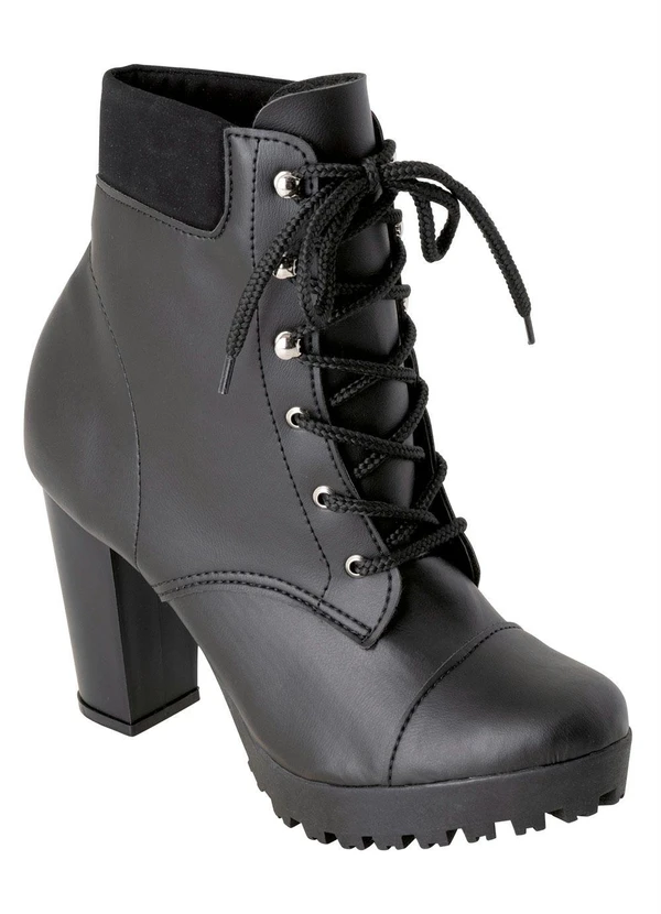 Perfecta - Bota Preto Cano Médio em Sintético 2