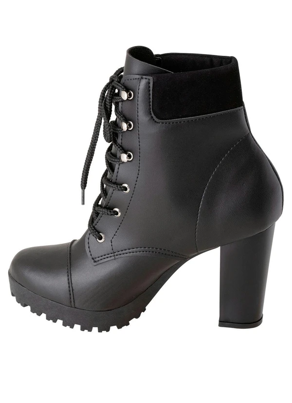 Perfecta - Bota Preto Cano Médio em Sintético 4