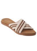 Chinelo Bege com Cabedal em Tecido