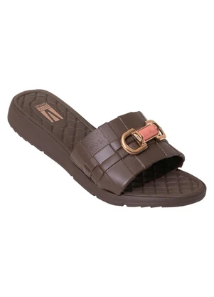 Perfecta - Chinelo Café com Adereço no Cabedal - PERFECTA