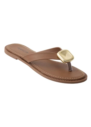 Perfecta - Chinelo Caramelo com Adereço Dourado - PERFECTA