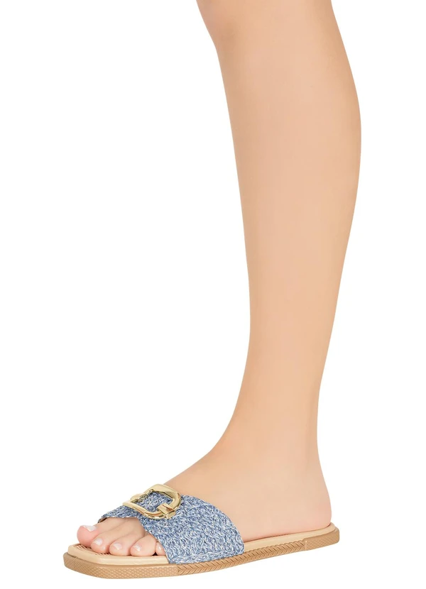 Moleca - Chinelo Moleca Azul com Bordado 5