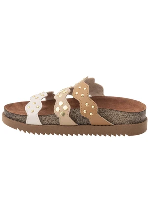 Chinelo Moleca (Camel) com Enfeite Dourado - MOLECA