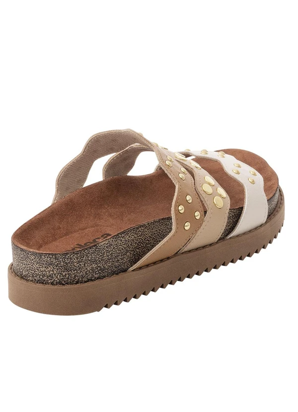 Moleca - Chinelo Moleca Camel com Enfeite Dourado 3