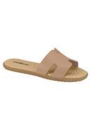 Chinelo Moleca Nude com Cabedal Vazado