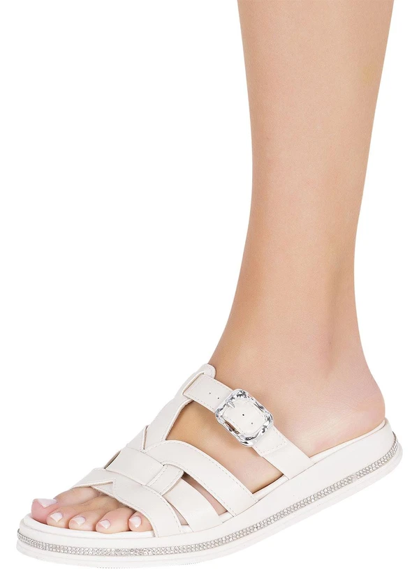 Moleca - Chinelo Moleca Off White em Sintético 5