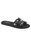 Chinelo Moleca Preto com Adereos no Cabedal