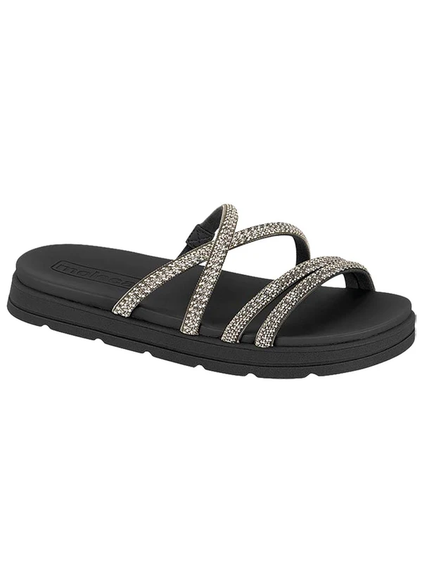 Moleca - Chinelo Moleca Preto com Detalhe de Strass