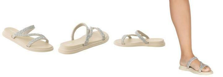 Chinelo Off White com Aplicao de Strass