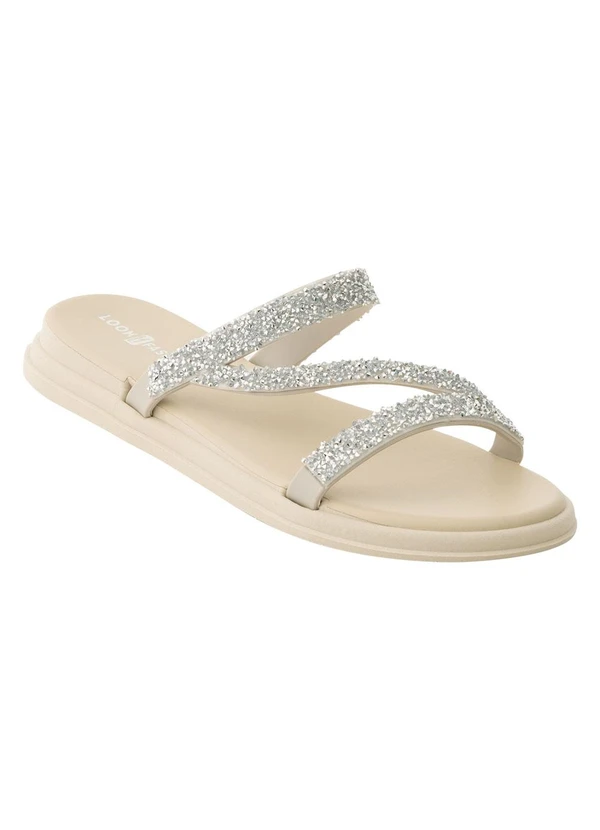 Perfecta - Chinelo Off White com Aplicação de Strass