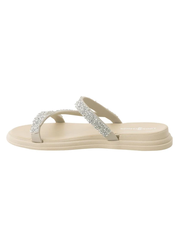 Perfecta - Chinelo Off White com Aplicação de Strass 3