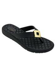 Chinelo Preto com Adereo Dourado