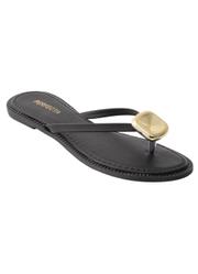 Chinelo Preto com Adere�o Dourado