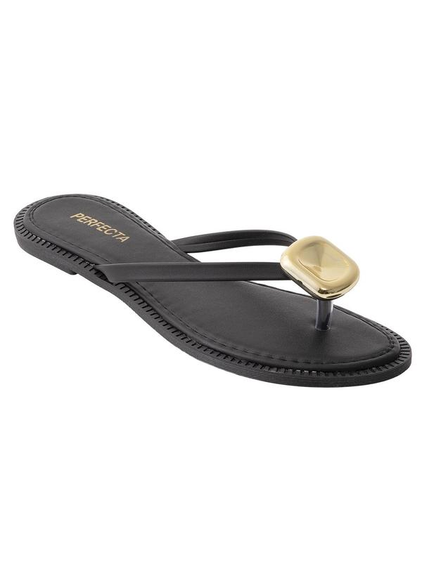 Chinelo (Preto) com Adere�o Dourado