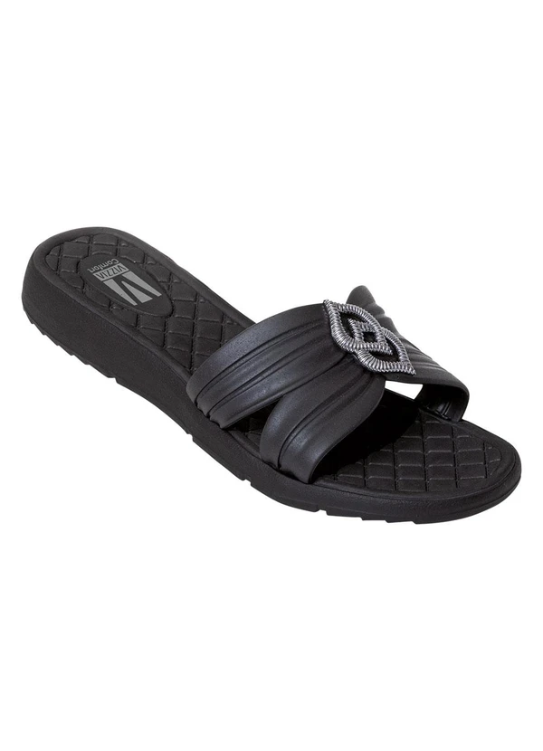 Perfecta - Chinelo Preto com Enfeite no Cabedal