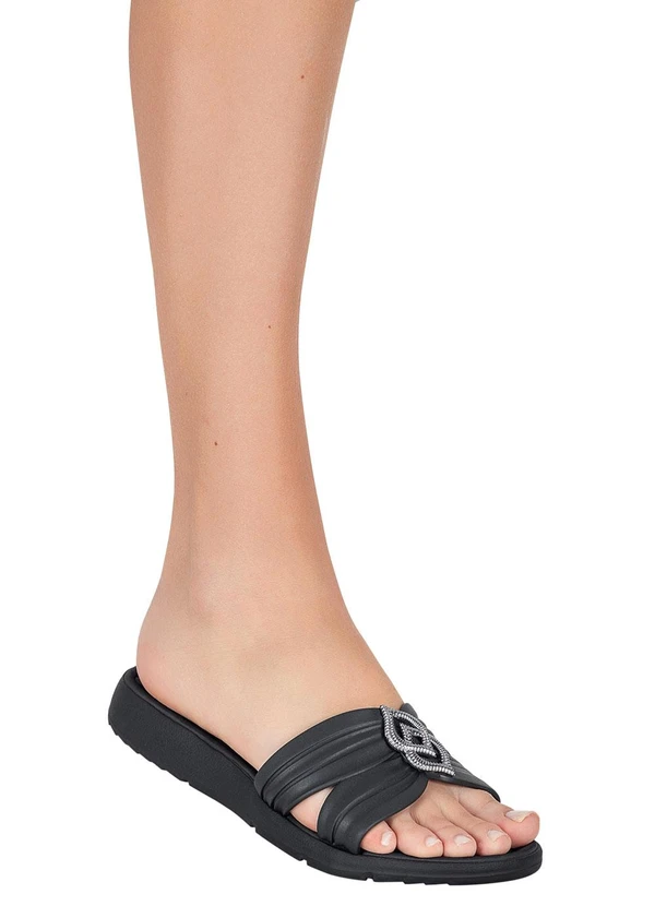 Perfecta - Chinelo Preto com Enfeite no Cabedal 4