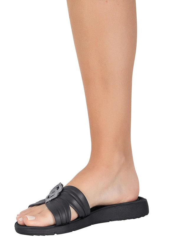 Perfecta - Chinelo Preto com Enfeite no Cabedal 5