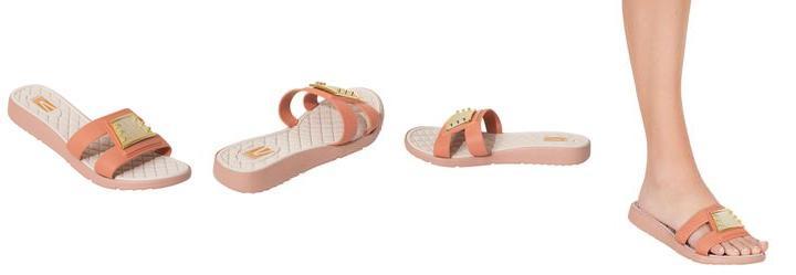 Chinelo Salmo com Adereo Dourado