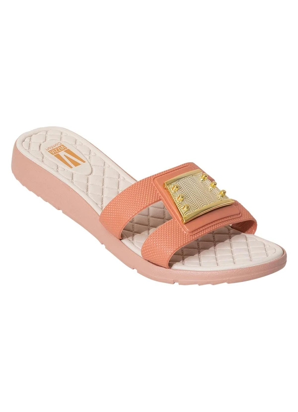 Perfecta - Chinelo Salmão com Adereço Dourado